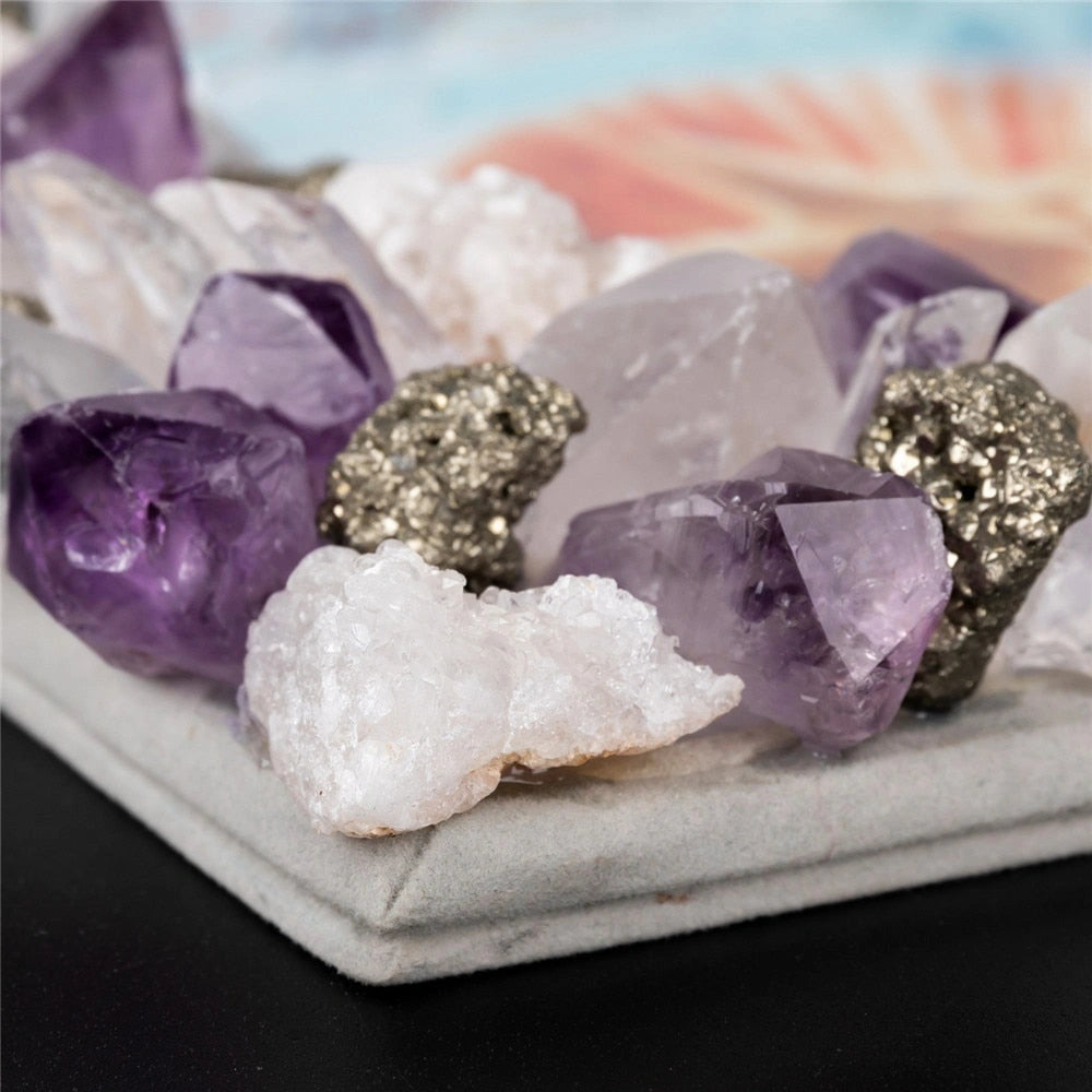 Amethyst Pyrite Agate Crystals Photo Frame Science Decor