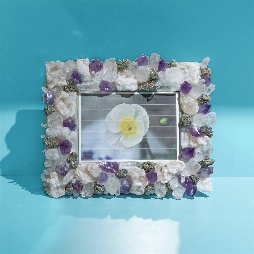 Amethyst Pyrite Agate Crystals Photo Frame Science Decor