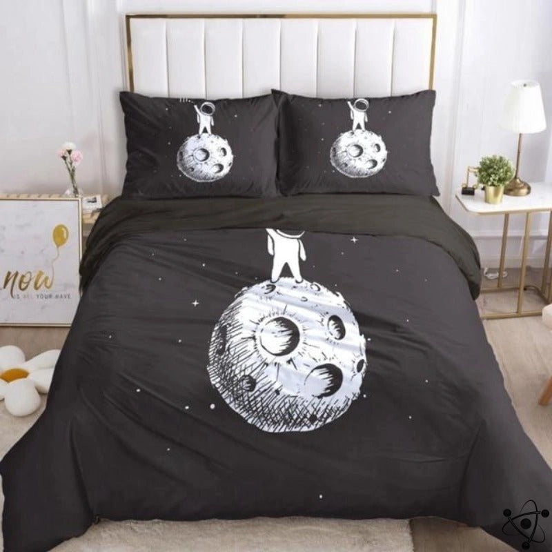 Astronaut on Moon Duvet Cover Science Decor