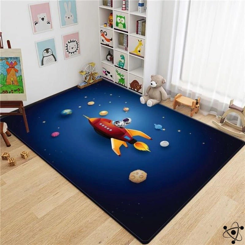 Astronaut on Rocket 3D Rug Science Decor