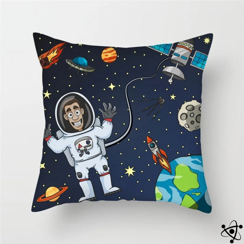 Cartoon Astronaut Cushion Cover Science Decor