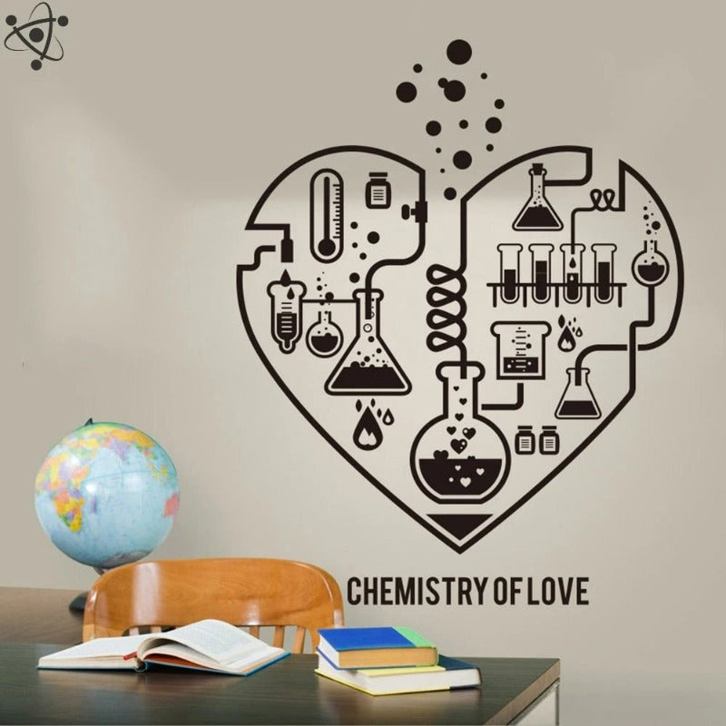 Chemistry Abstract Heart Wall Sticker Science Decor