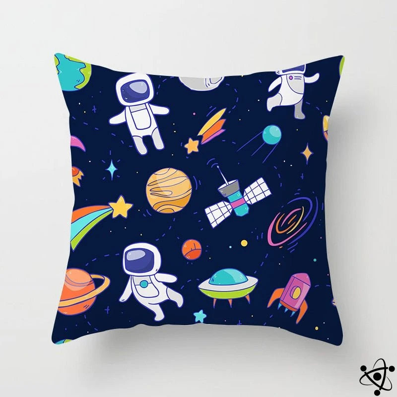 Colorful Space Cartoon Style Cushion Cover Science Decor