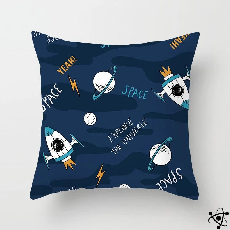 Explore Space Cartoon Style Cushion Cover Science Decor