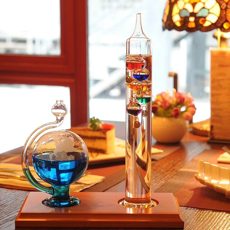 Galileo Thermometer with Barometric Ball Science Decor