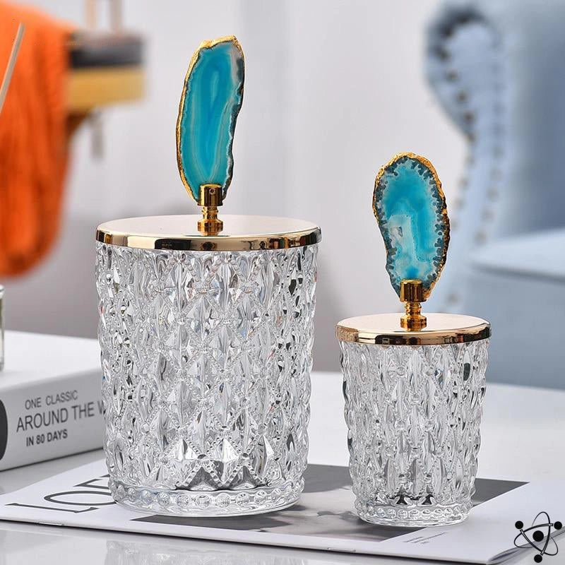 Glass Jar and Agate Stone Science Decor