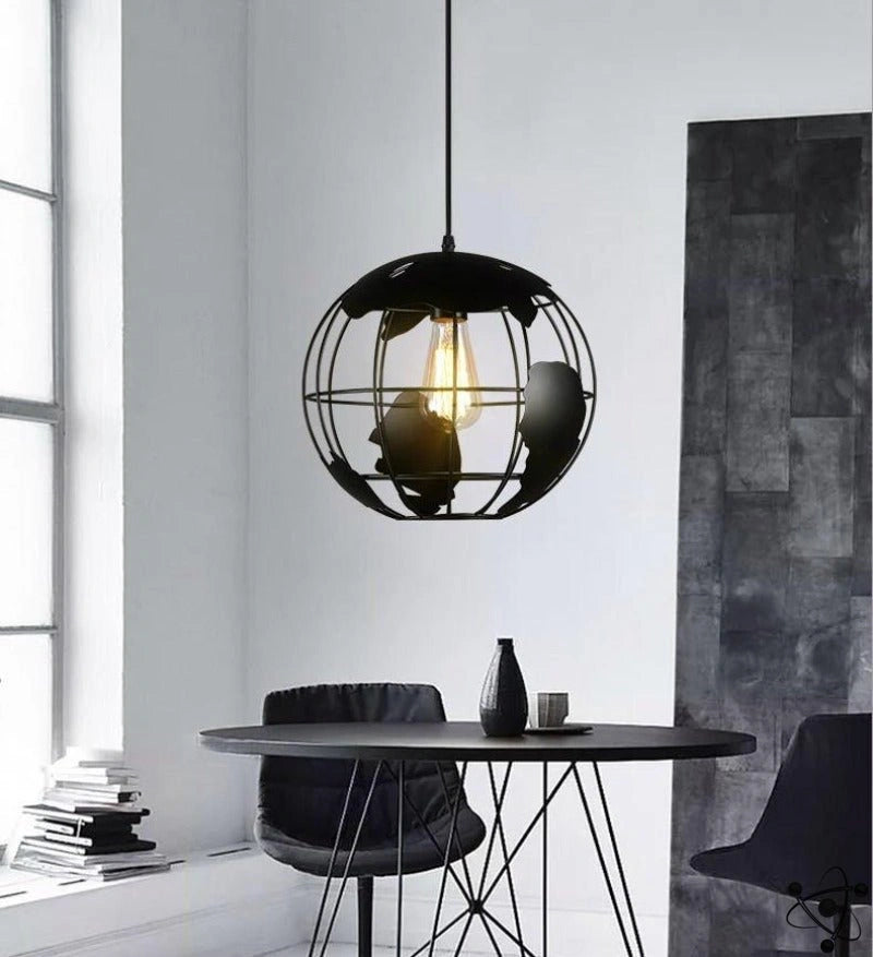 Industrial Globe Chandelier Science Decor