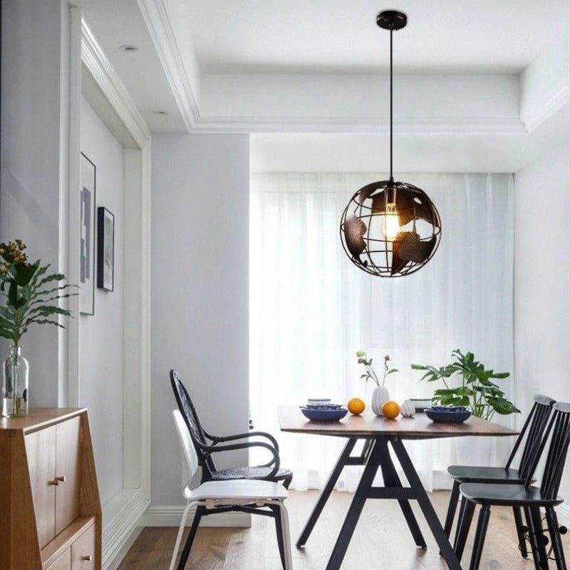 Industrial Globe Chandelier Science Decor