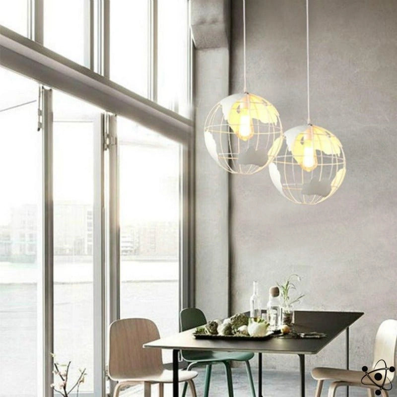Industrial Globe Chandelier Science Decor