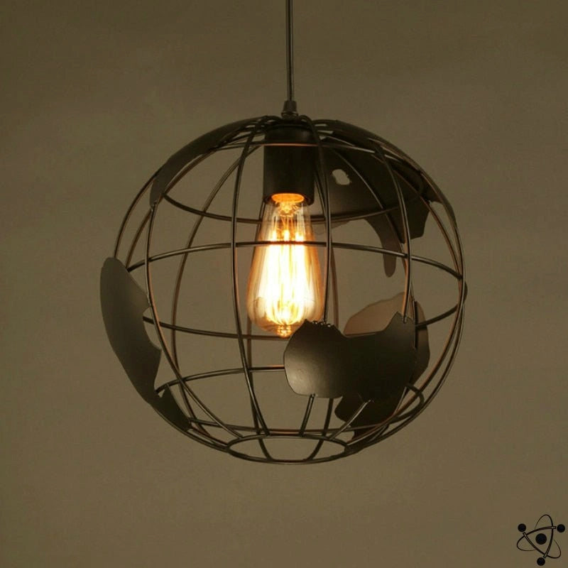 Industrial Globe Chandelier Science Decor