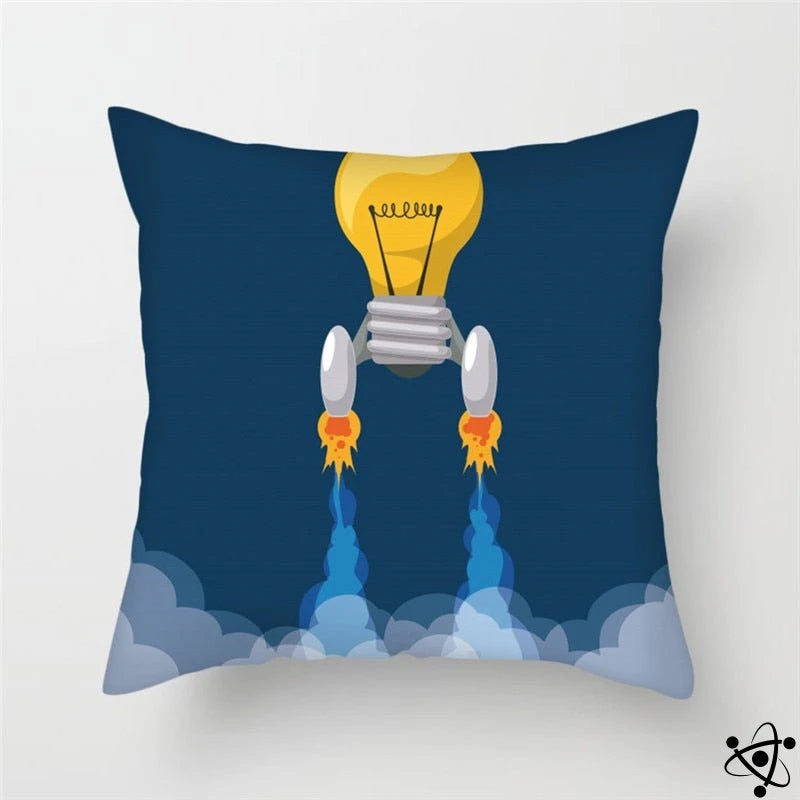 Light Bubl Rocket Cartoon Style Cushion Cover Science Decor