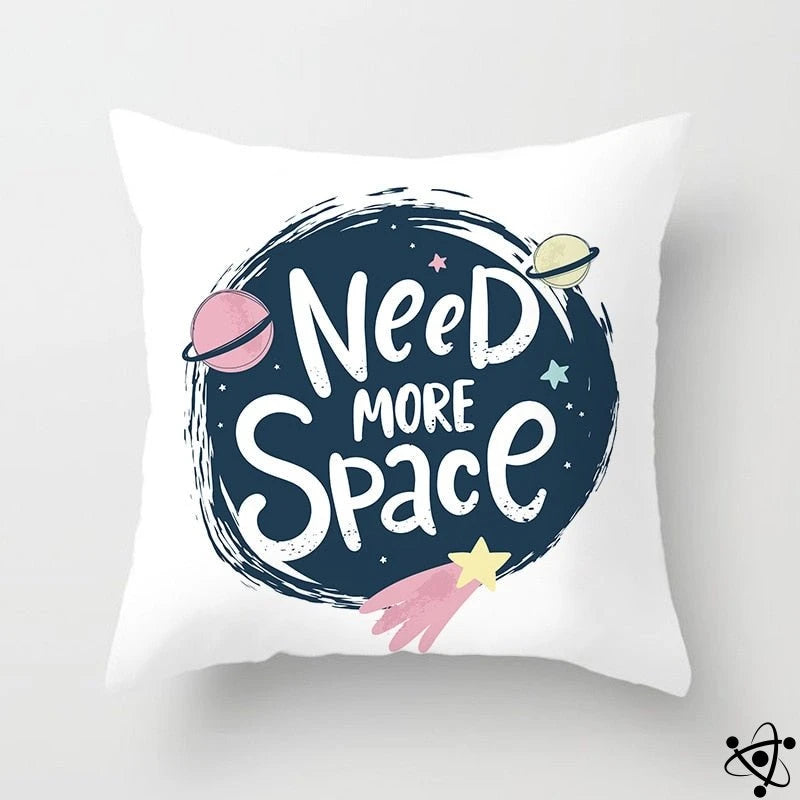 Need More Space Cartoon Style Cushion Cover Science Decor