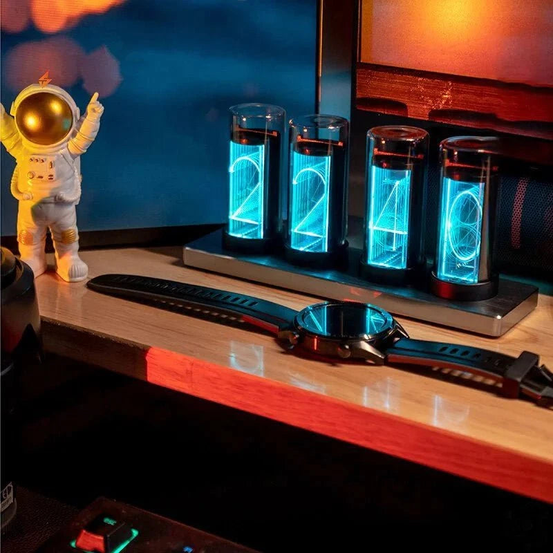 Nixie Tube Clock Metal Led Rgb Science Decor