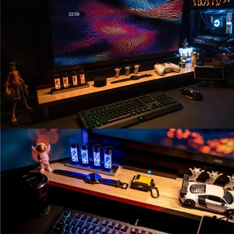 Nixie Tube Clock Metal Led Rgb Science Decor