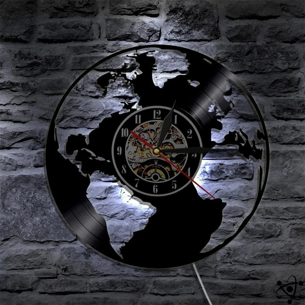 Original Wall Clock Earth Led Science Decor
