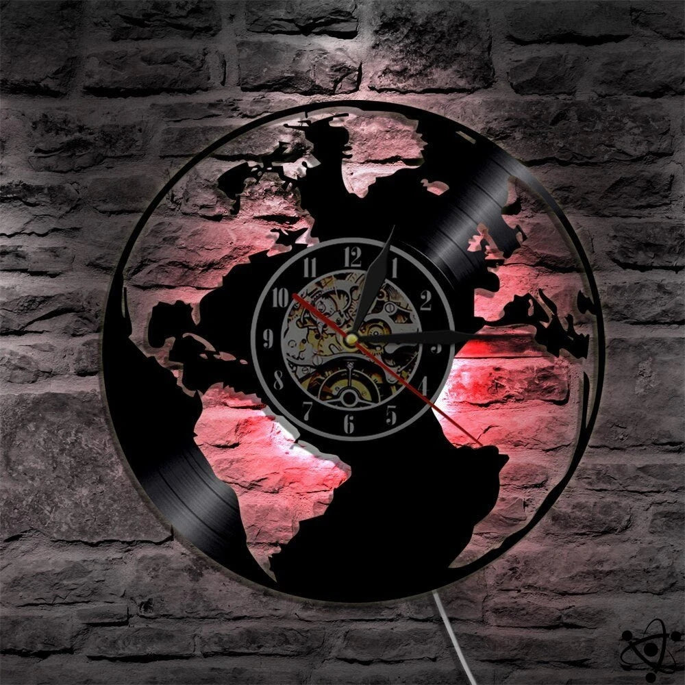 Original Wall Clock Earth Led Science Decor