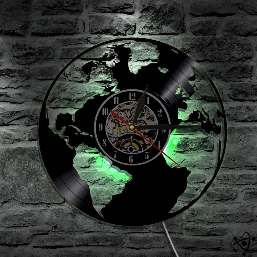 Original Wall Clock Earth Led Science Decor