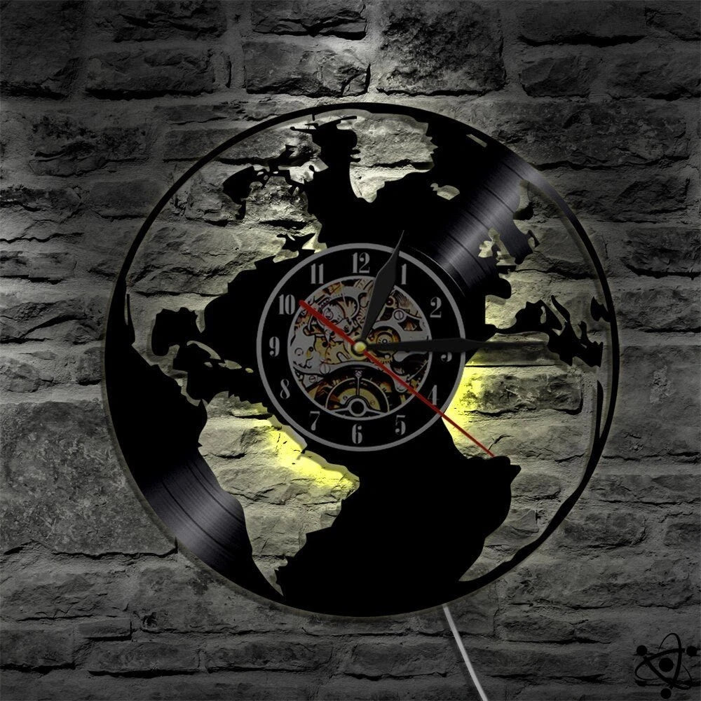 Original Wall Clock Earth Led Science Decor