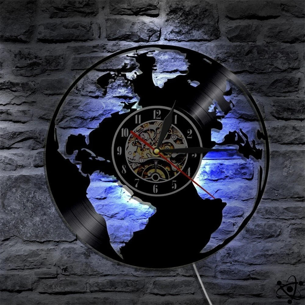 Original Wall Clock Earth Led Science Decor