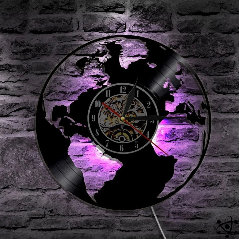 Original Wall Clock Earth Led Science Decor