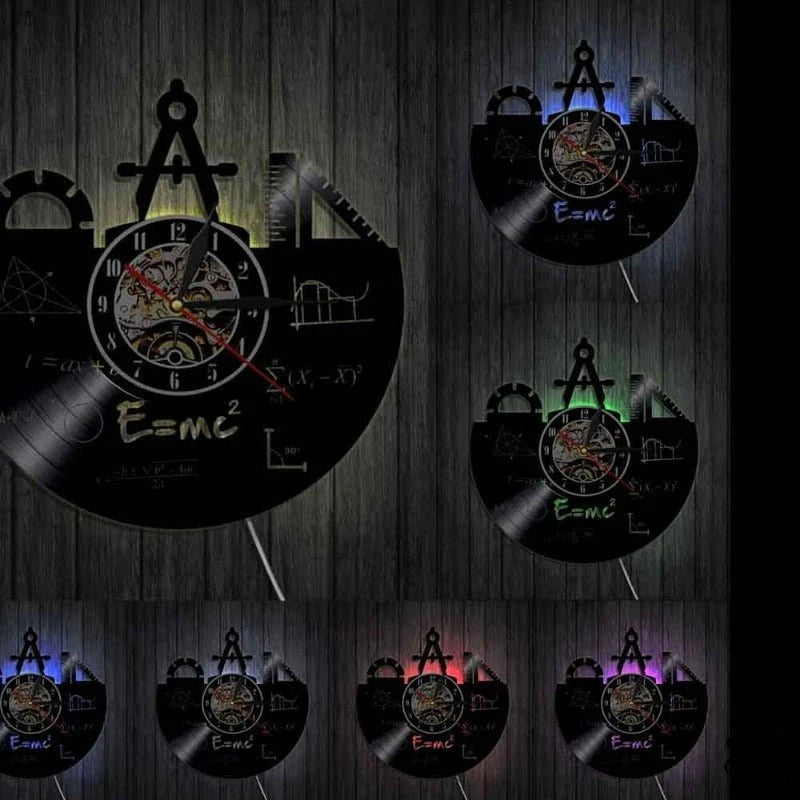 Original Wall Clock Geometry E = Mc² Led Science Decor