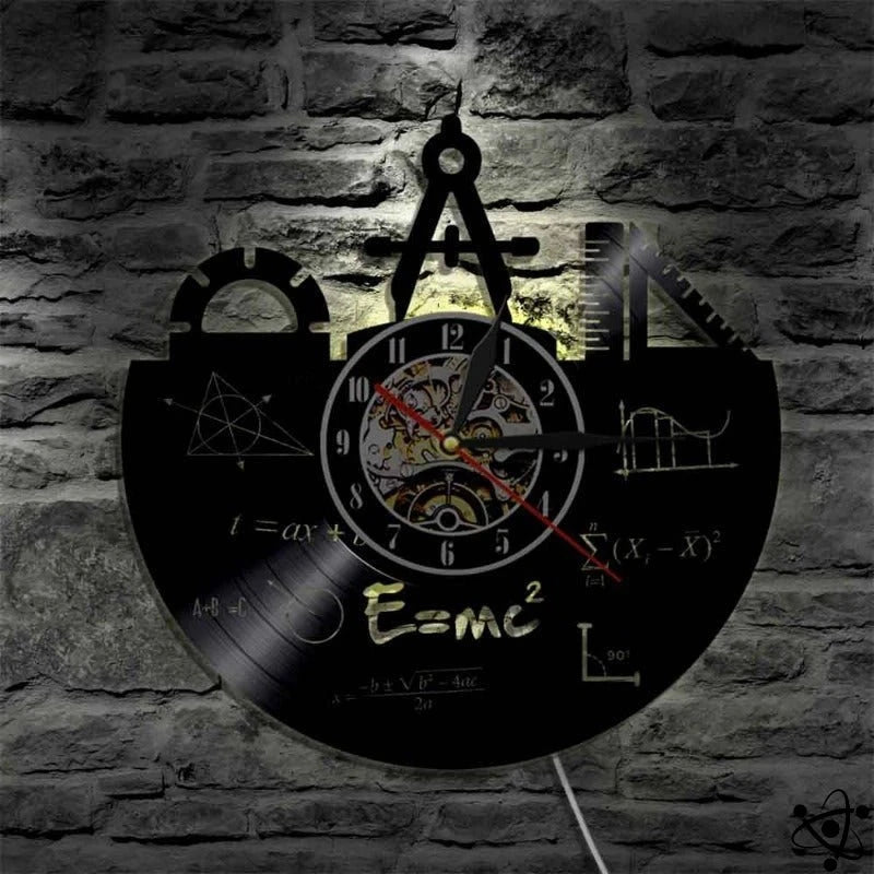 Original Wall Clock Geometry E = Mc² Led Science Decor