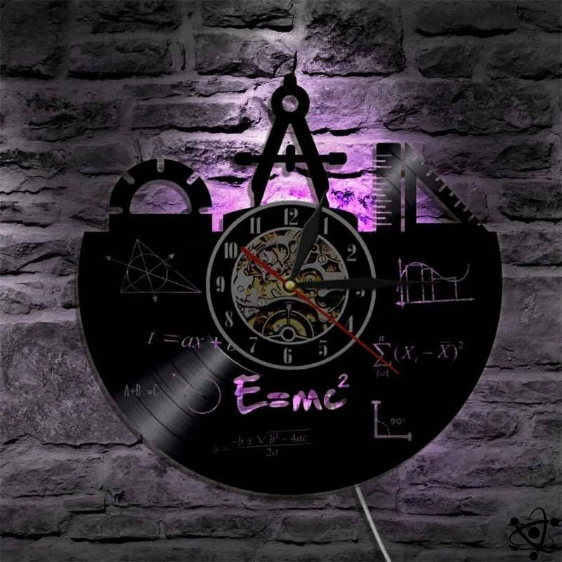 Original Wall Clock Geometry E = Mc² Led Science Decor
