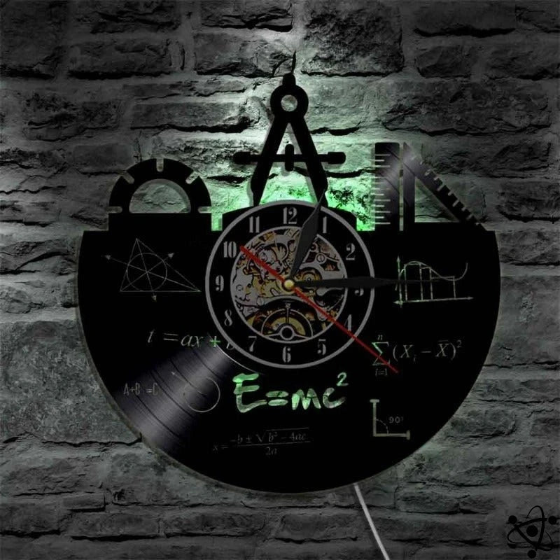 Original Wall Clock Geometry E = Mc² Led Science Decor