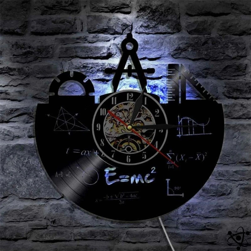 Original Wall Clock Geometry E = Mc² Led Science Decor