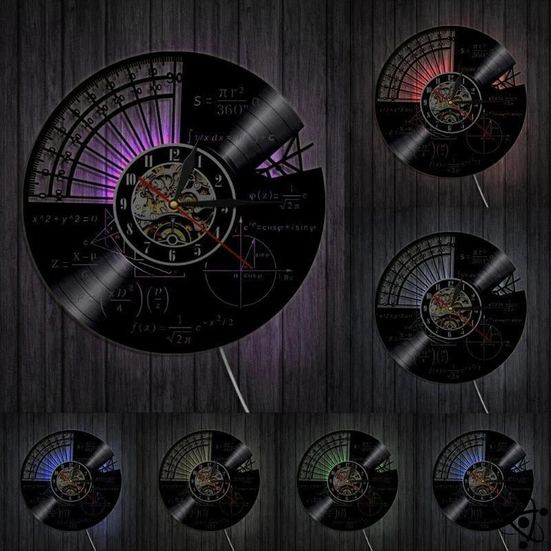 Original Wall Clock Led Geometric Formula Science Decor