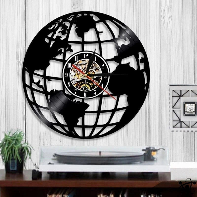 Original Wall Clock Led World Map Science Decor