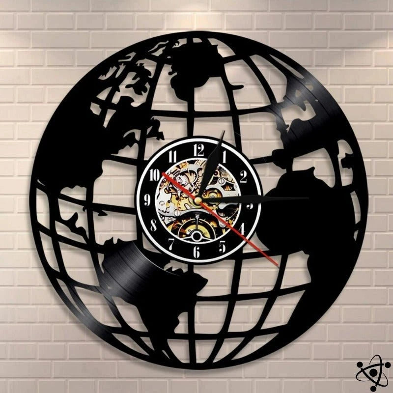 Original Wall Clock Led World Map Science Decor