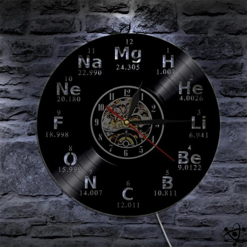 Original Wall Clock Periodic Led Elements Science Decor