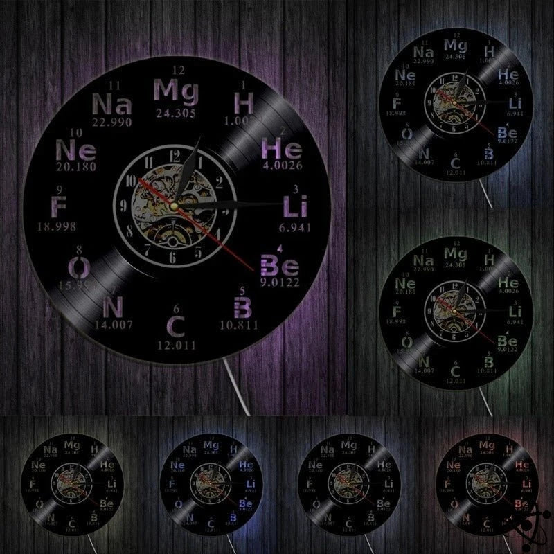 Original Wall Clock Periodic Led Elements Science Decor