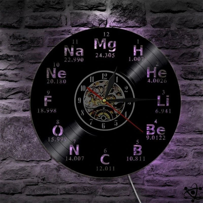 Original Wall Clock Periodic Led Elements Science Decor