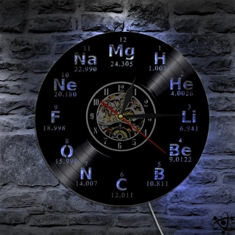 Original Wall Clock Periodic Led Elements Science Decor
