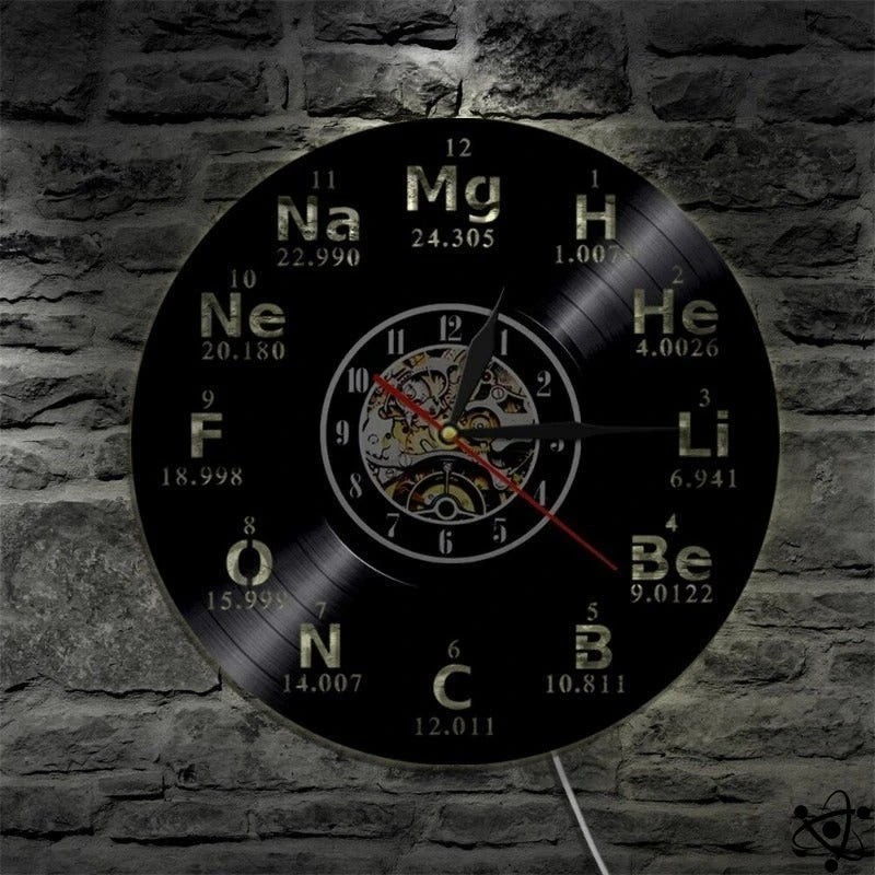 Original Wall Clock Periodic Led Elements Science Decor
