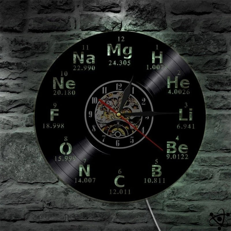 Original Wall Clock Periodic Led Elements Science Decor