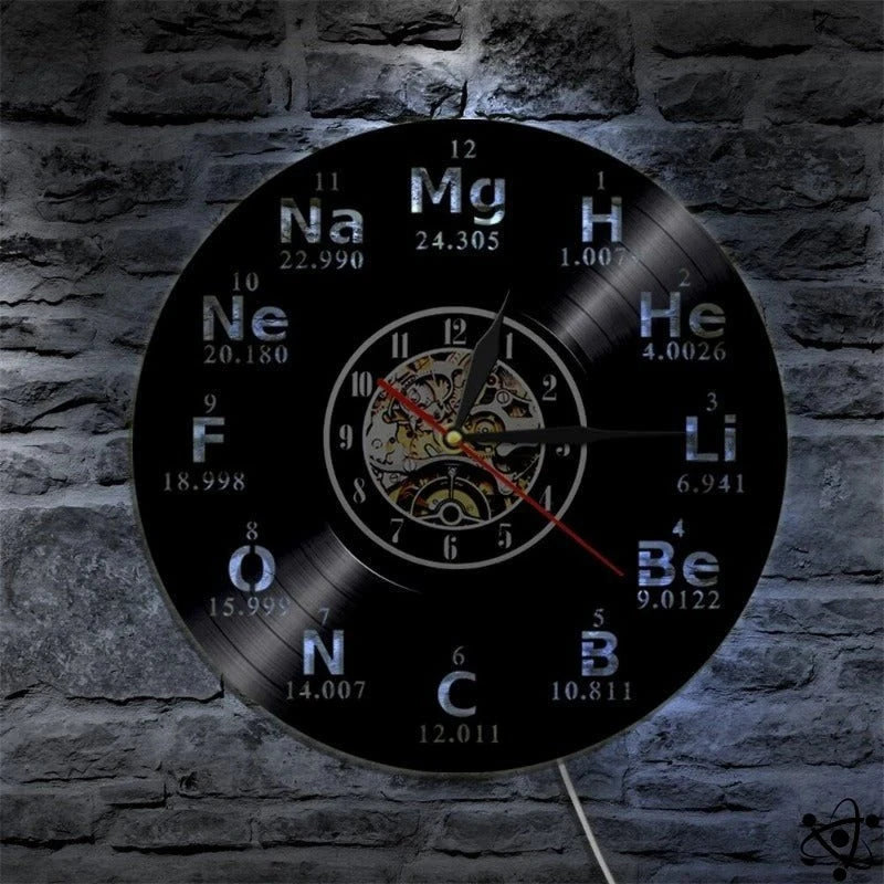 Original Wall Clock Periodic Led Elements Science Decor
