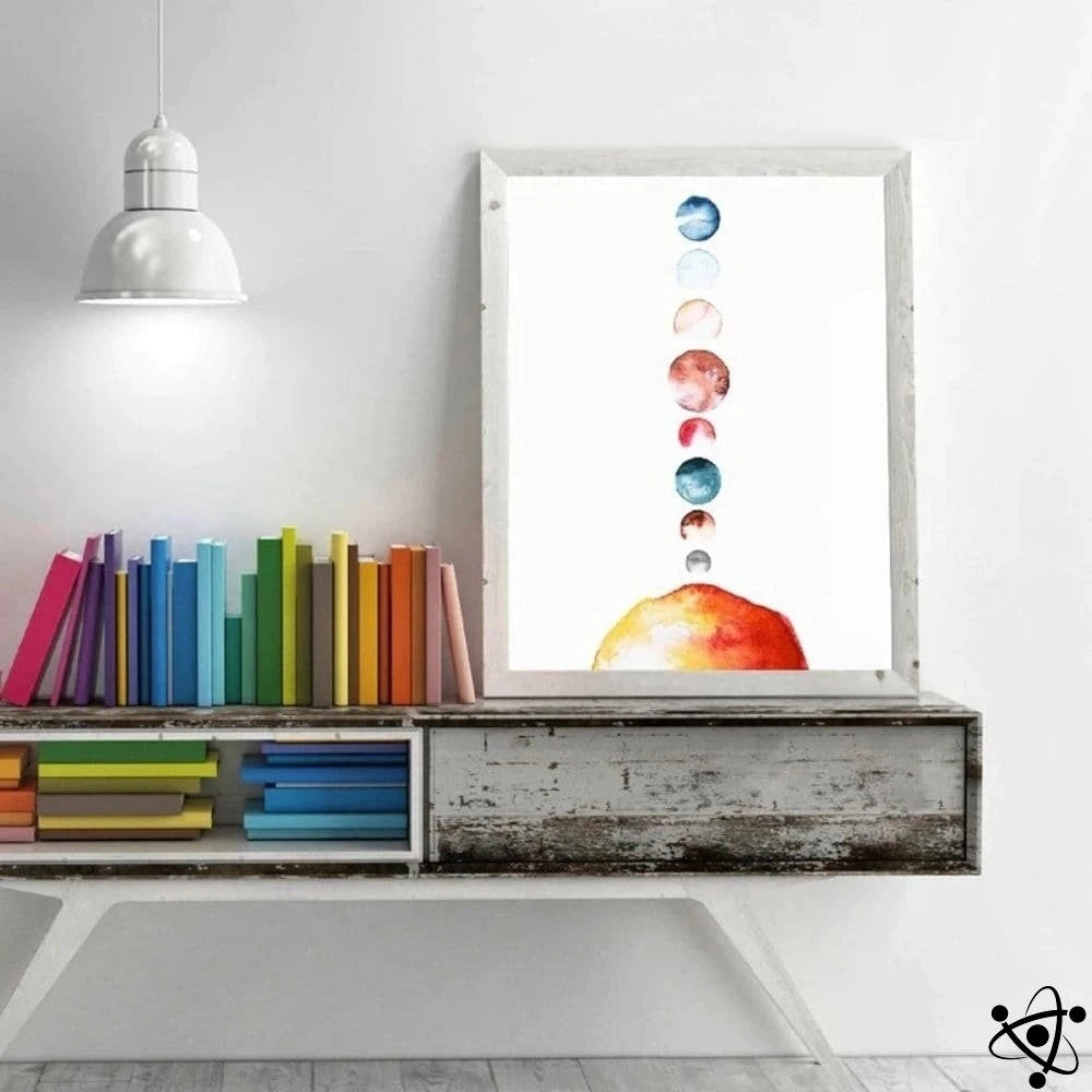 Poster Aquarellate Planets Of The Solar System Science Decor