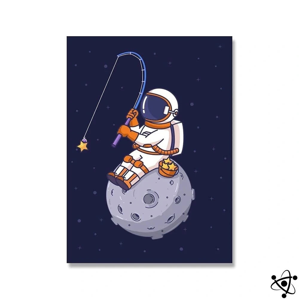 Poster Astronaut With Star Fishing Science Decor