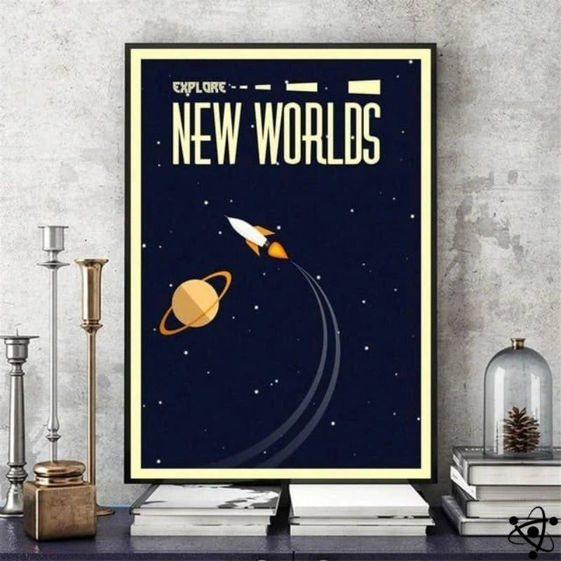 Poster Exploration Of New Retro Worlds Science Decor
