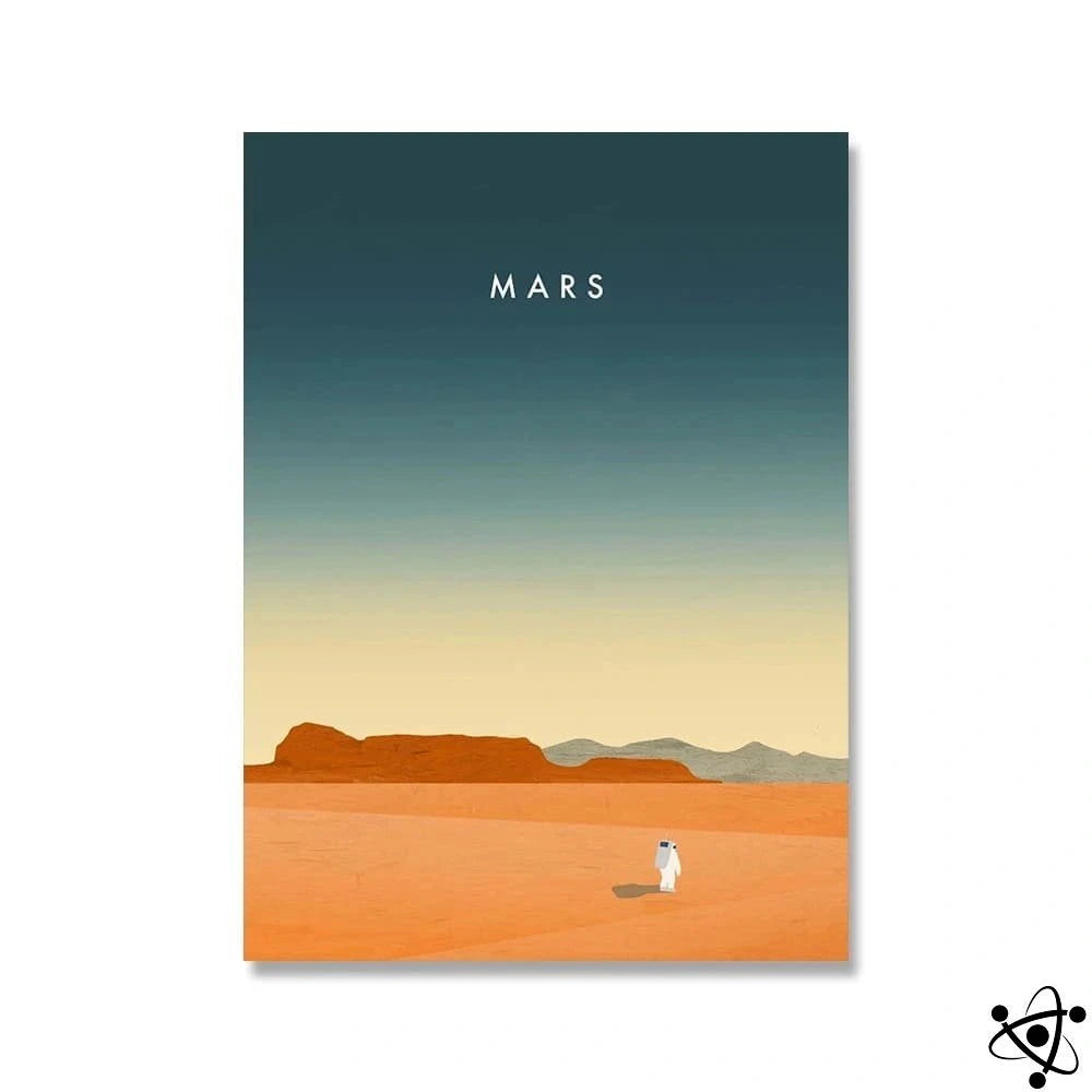 Poster Illustration Planet Mars Science Decor