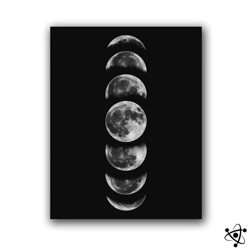 Poster Moon Phases On Black Background Science Decor