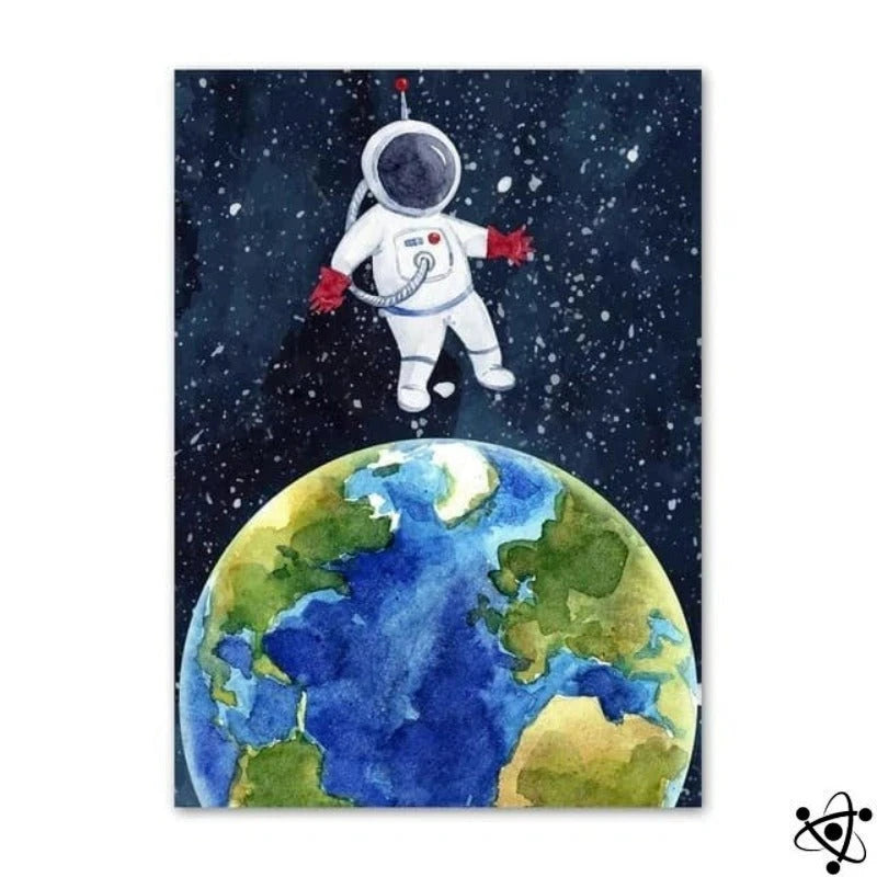 Poster Paint Children Astronaut & Earth Science Decor