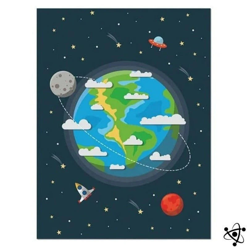 Poster Planet Earth Drawing Science Decor