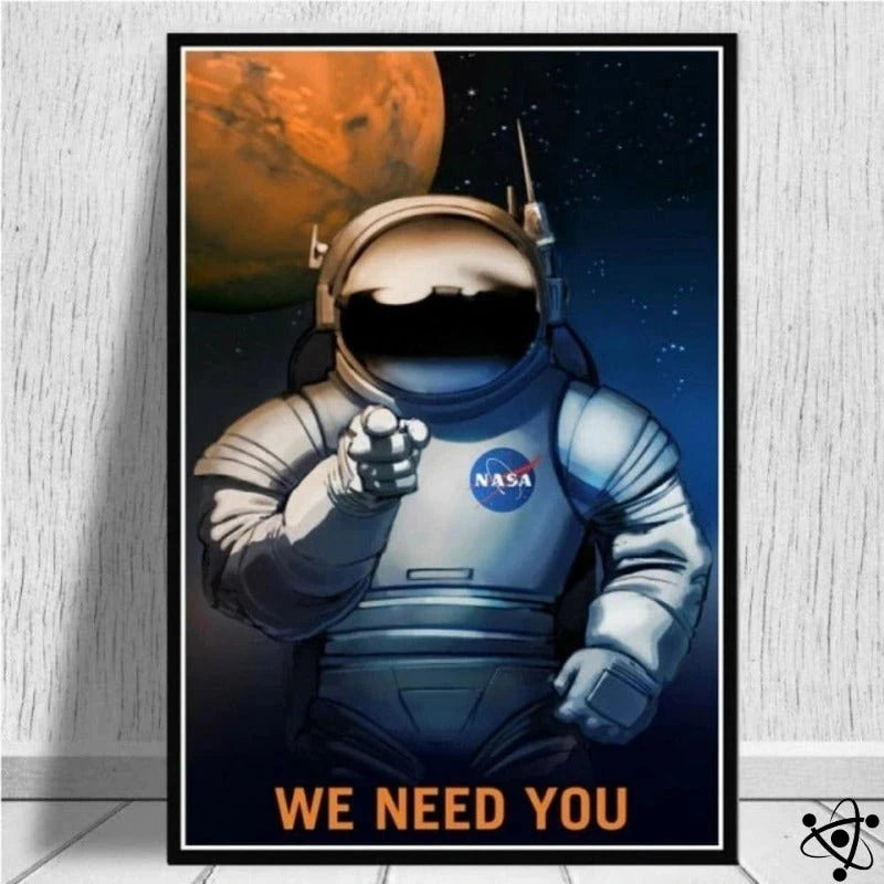 Poster Recruitment Of Retro Astronaut Science Decor