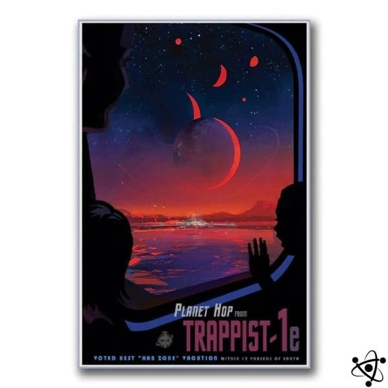 Poster Retro Futuristic Trappist-1E Science Decor