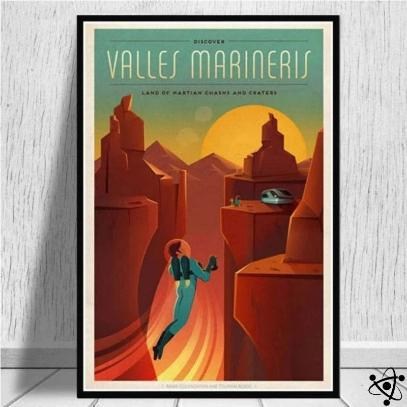 Poster Retro Mars valley Science Decor