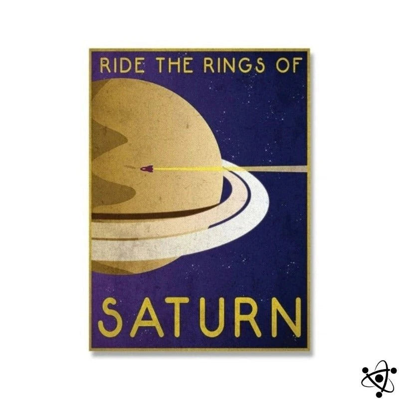 Poster Retro Planet Saturn Science Decor